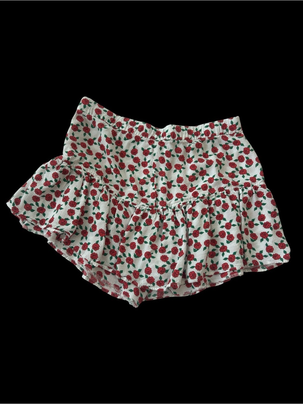 Zara White Mini Skirt with Red Rose Print - Picture 2 of 6